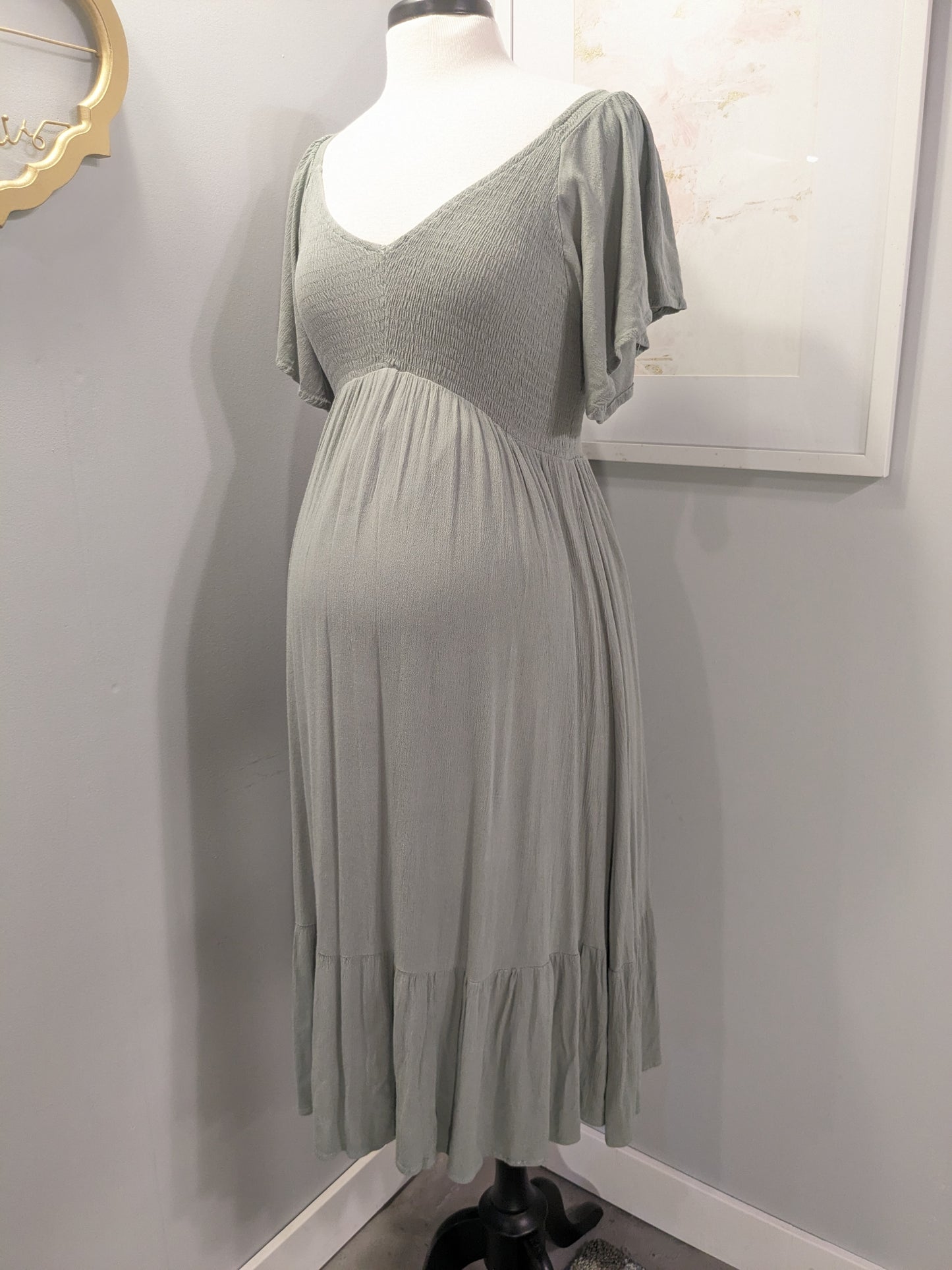 Smocked Midi in Sage