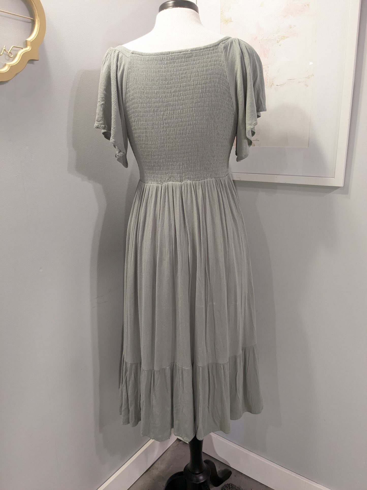 Smocked Midi in Sage