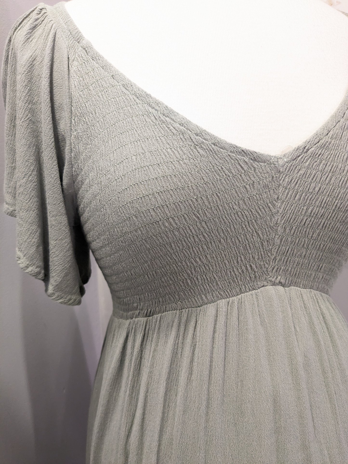 Smocked Midi in Sage