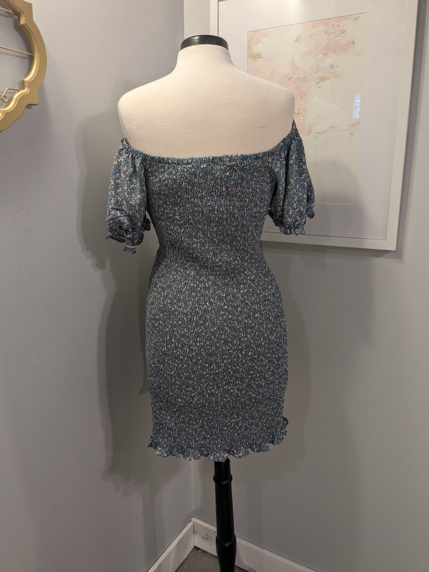 Sexy Smocked Mini in Steel Blue