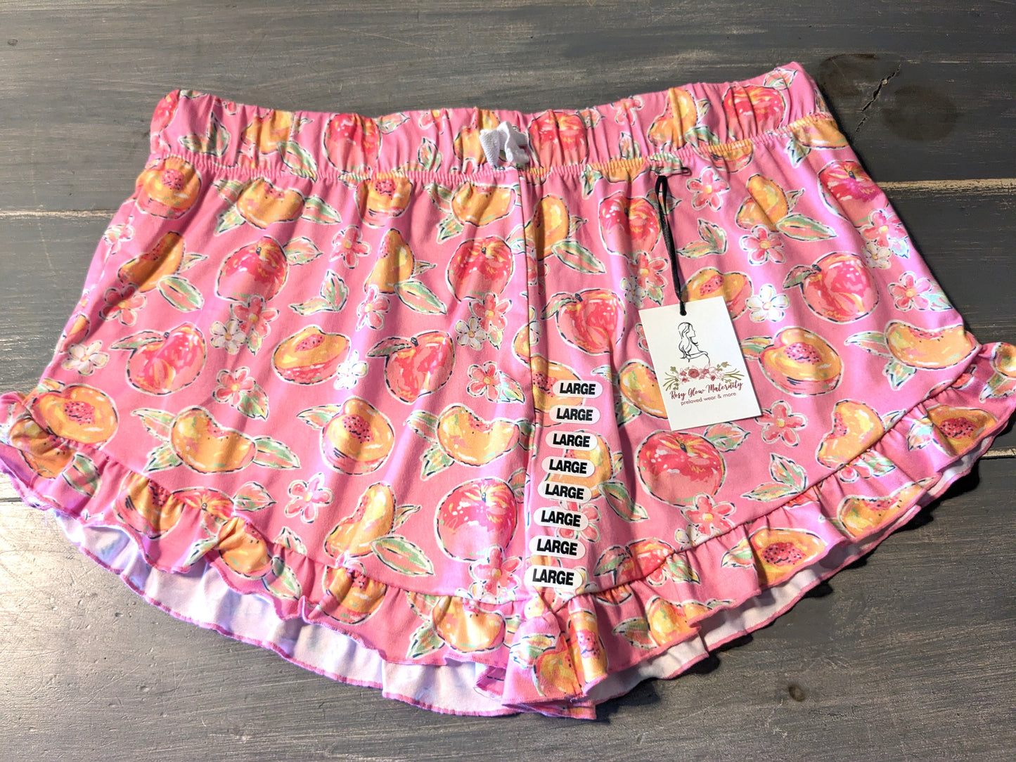 Ruffle hem under-belly panel 3" lounge shorts, Pink citrus