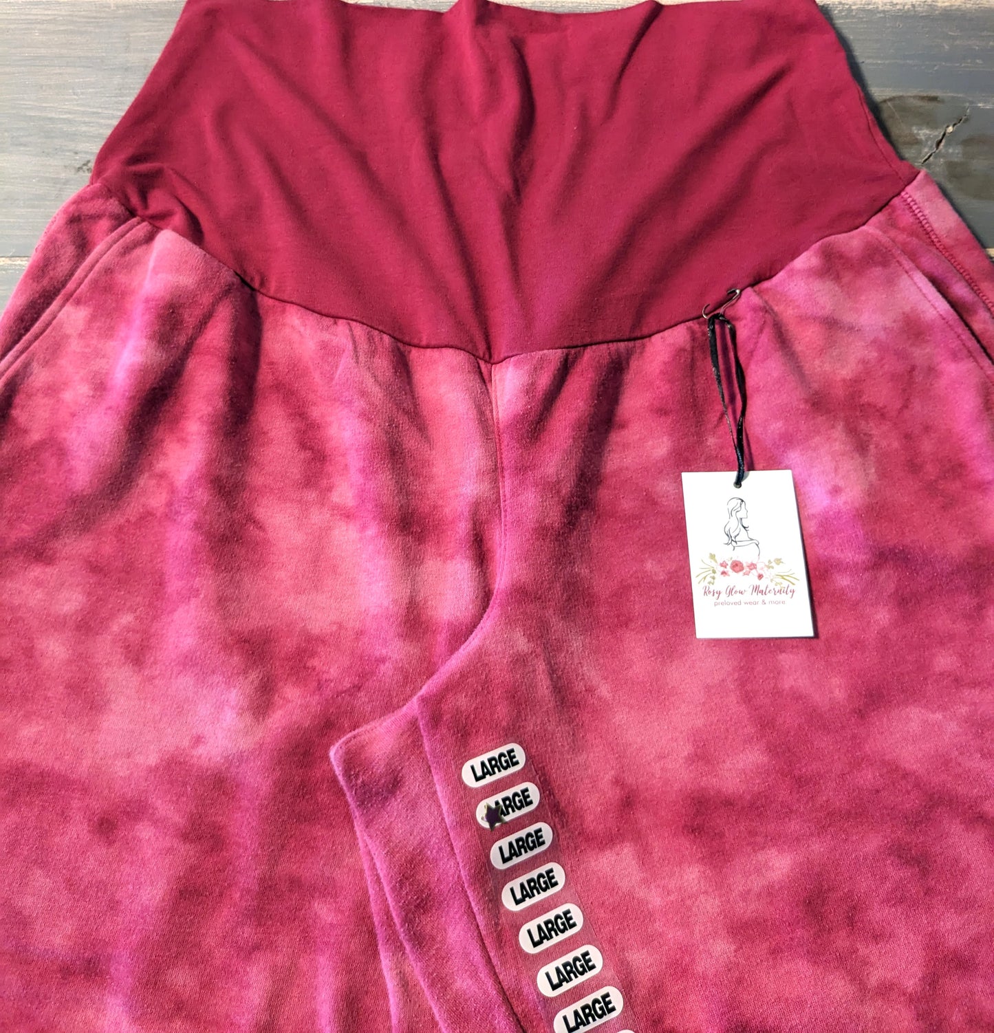 Cozy full panel 26" pocket joggers, Magenta tie-dye