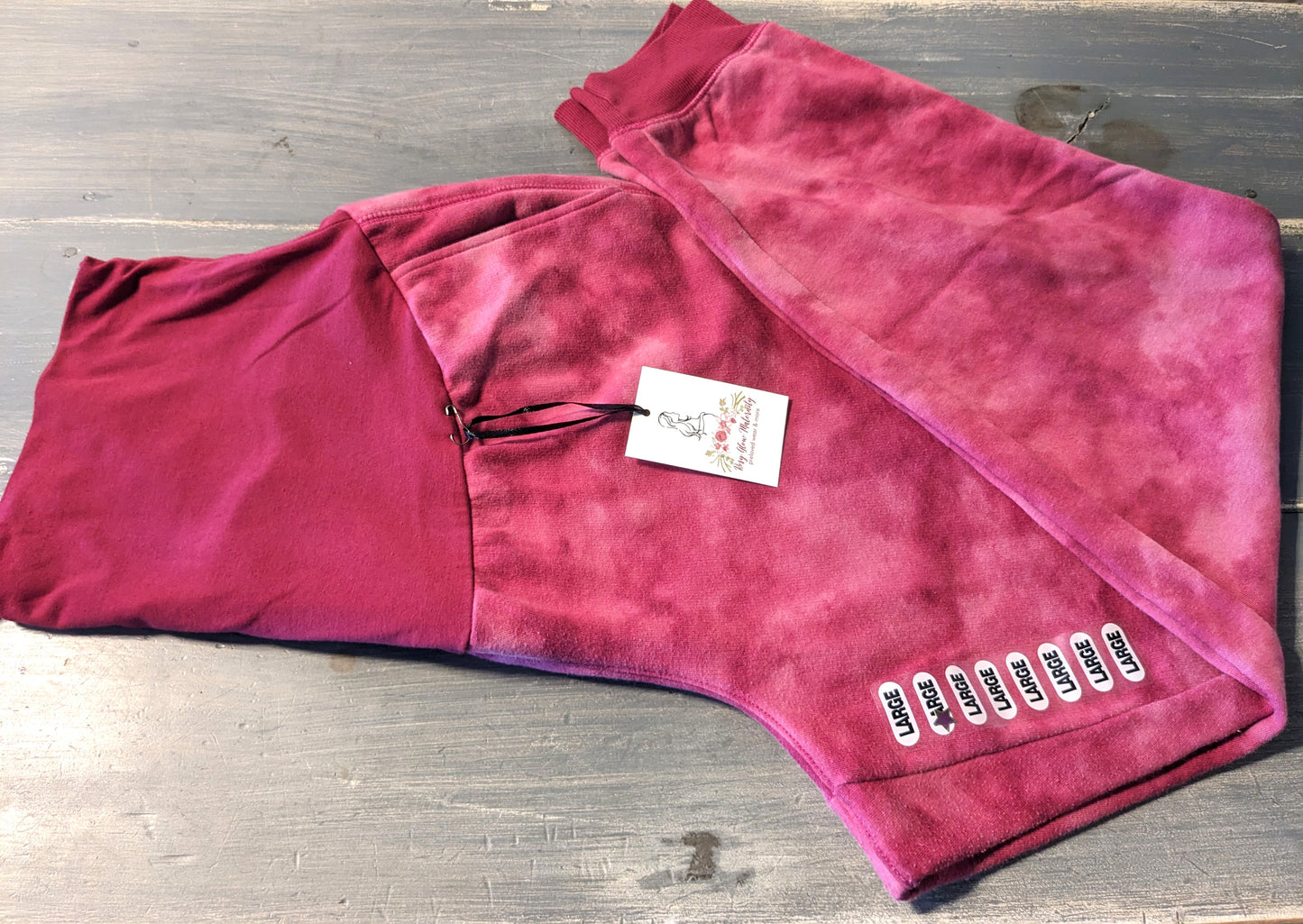 Cozy full panel 26" pocket joggers, Magenta tie-dye