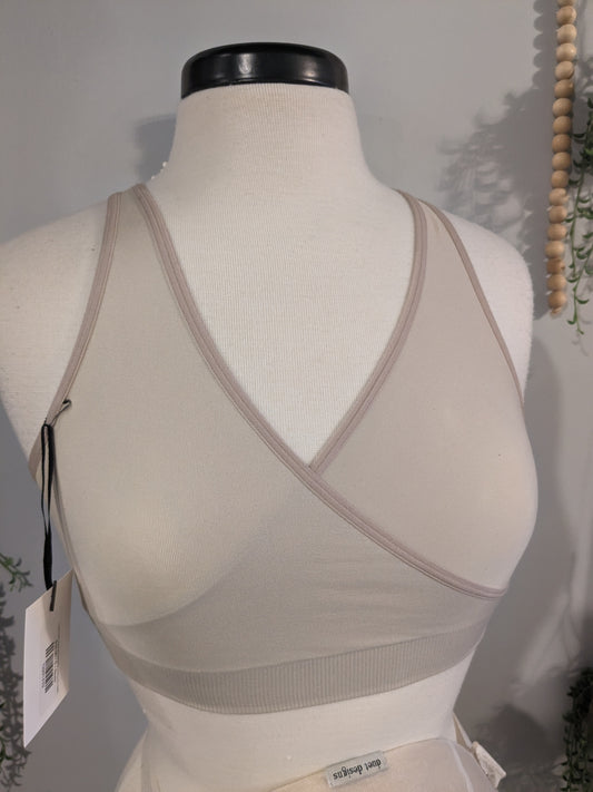 Criss-cross racerback lounging nursing bra, Nude
