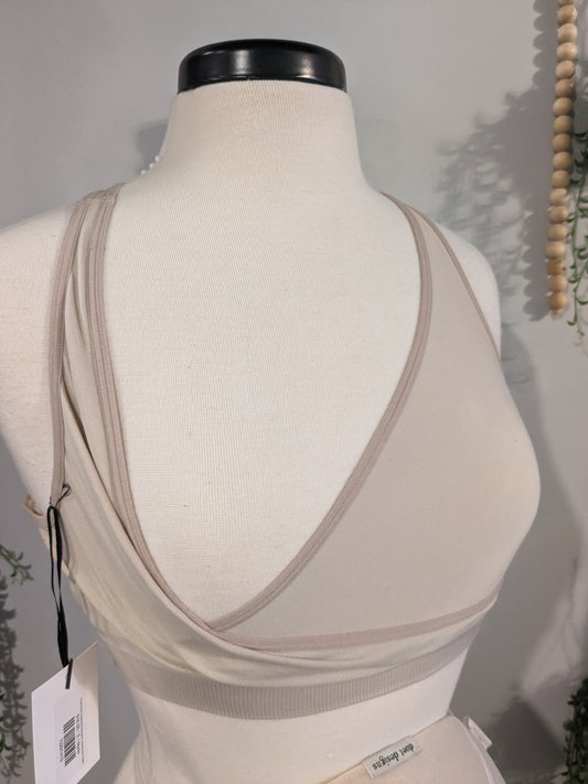 Criss-cross racerback lounging nursing bra, Nude
