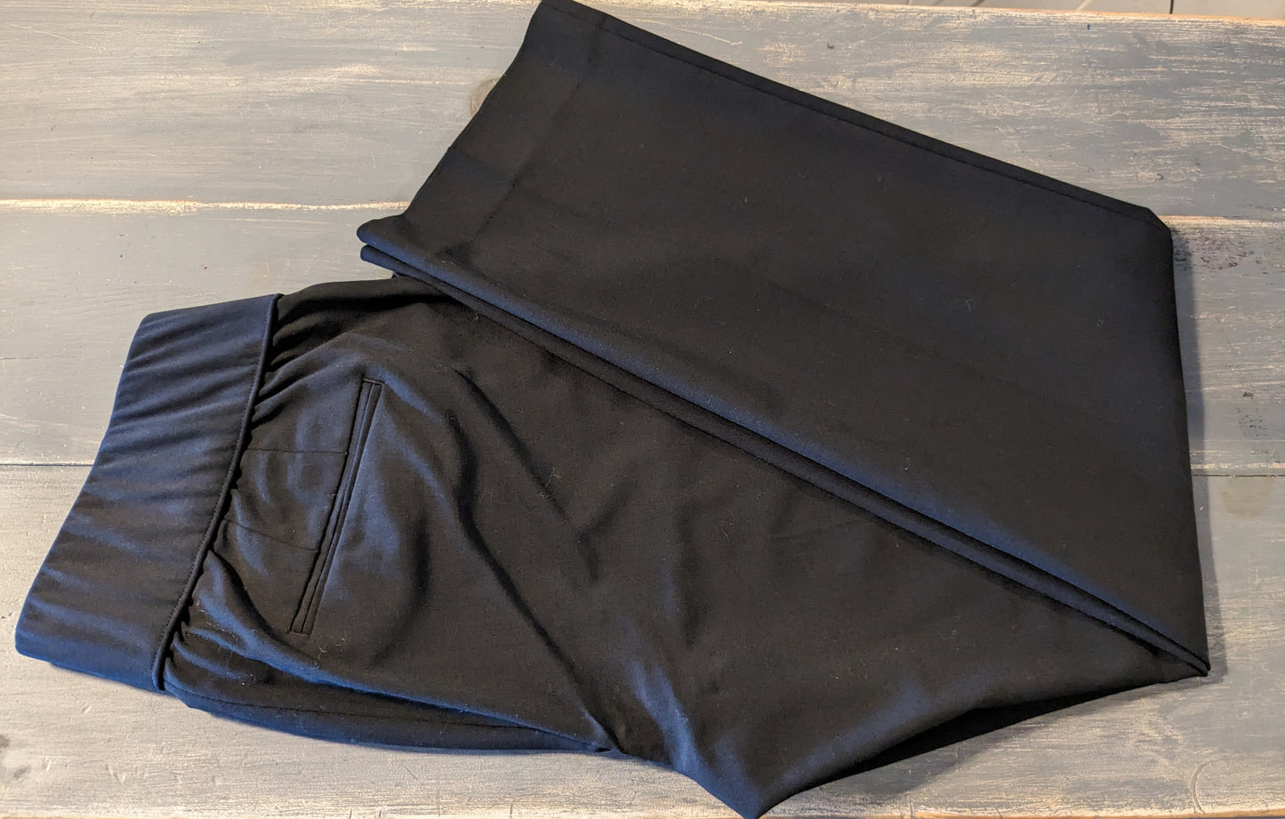 Under-belly panel 31" wide leg trousers, Black