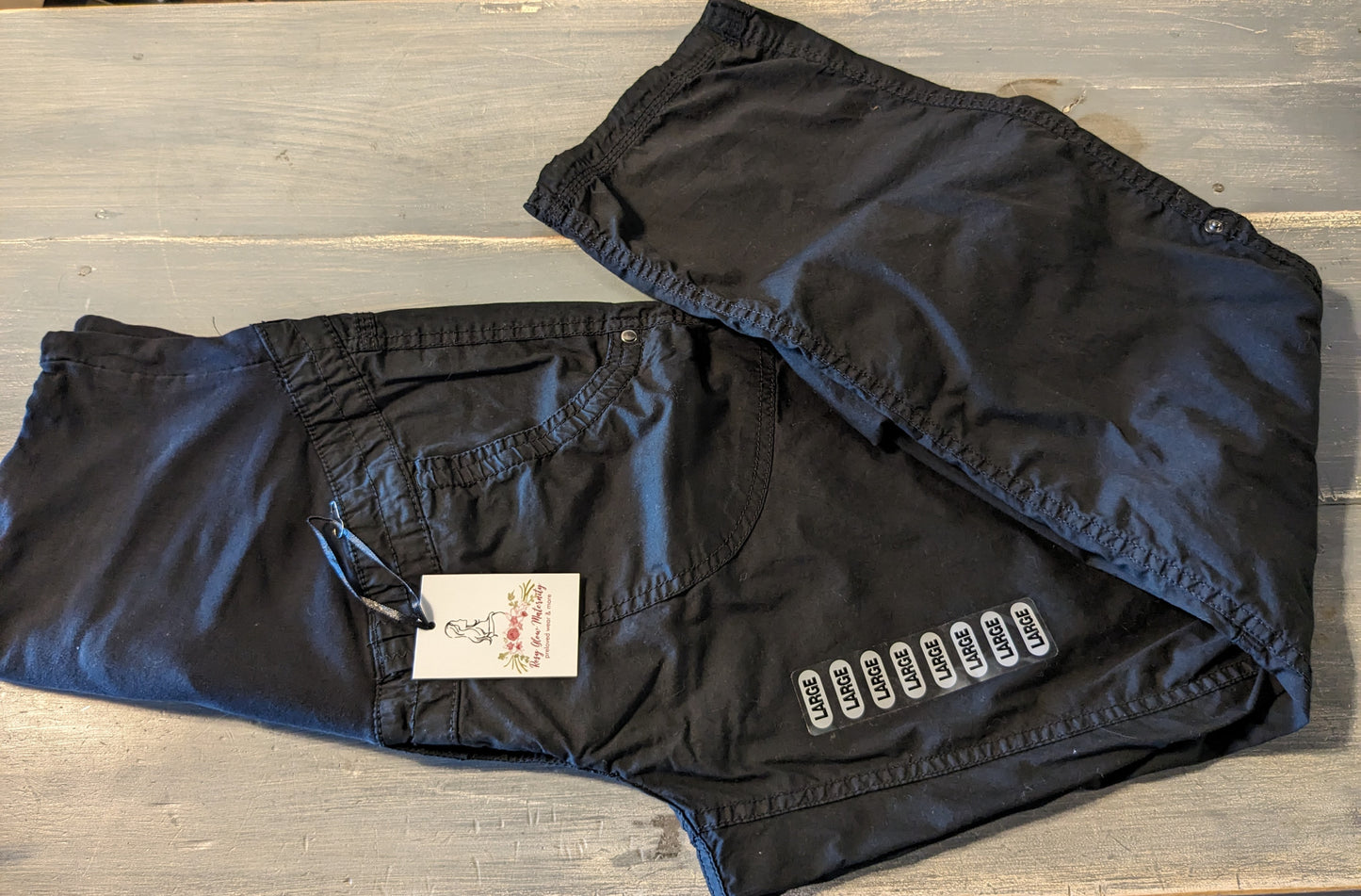 Full panel pocket 28" cargo pants, Black