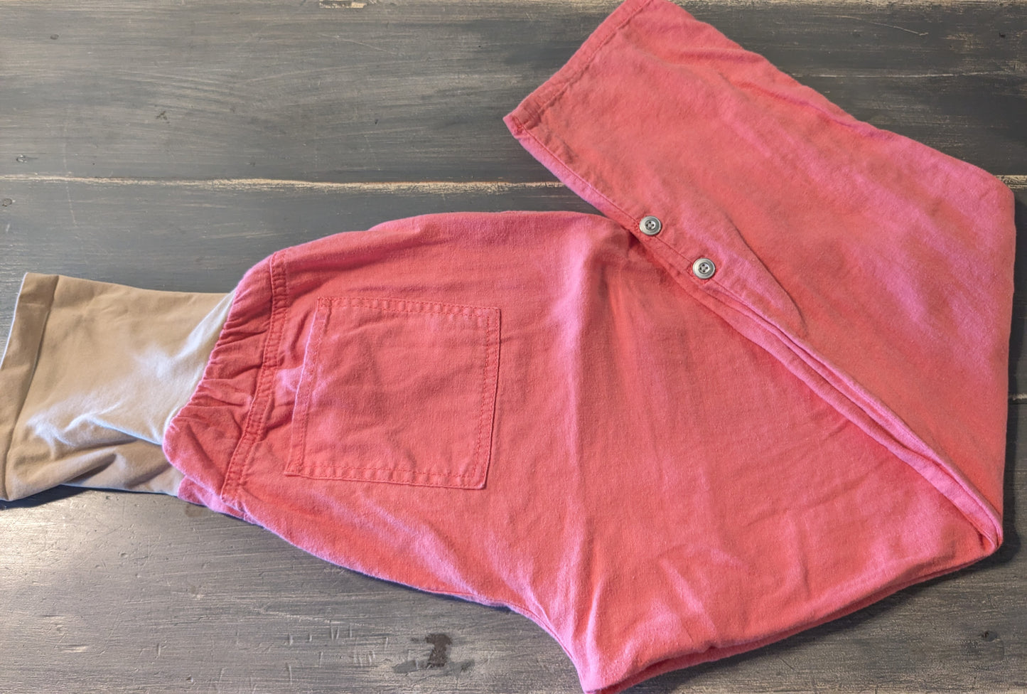 Full panel 28" crochet trim linen pants, Salmon