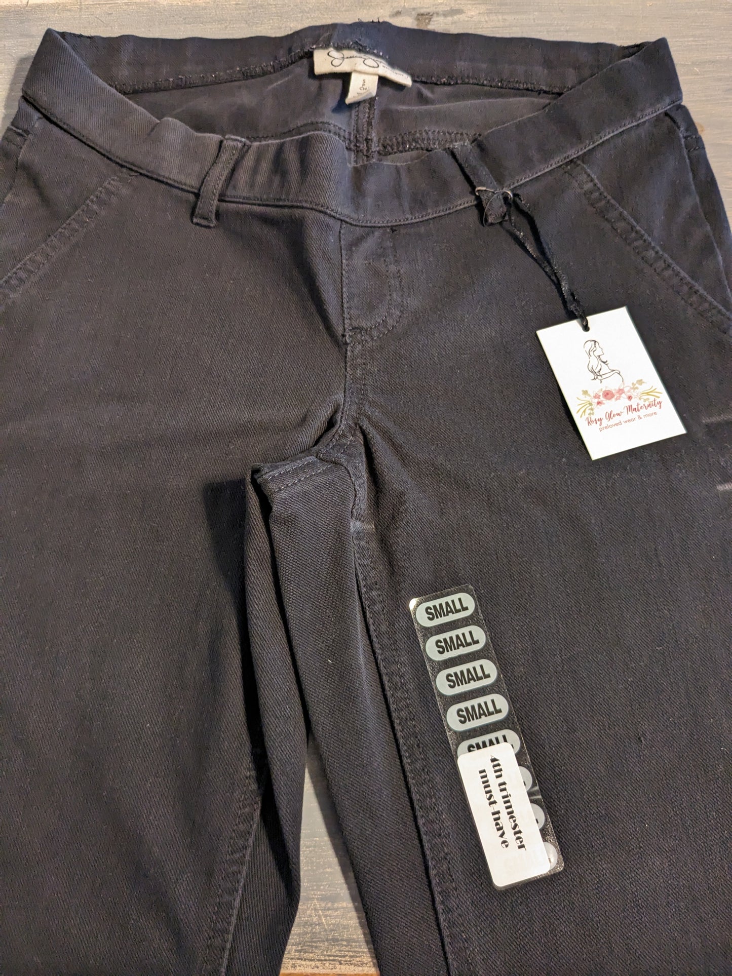 Under-belly elastic waistband 27" skinny jeans, Black
