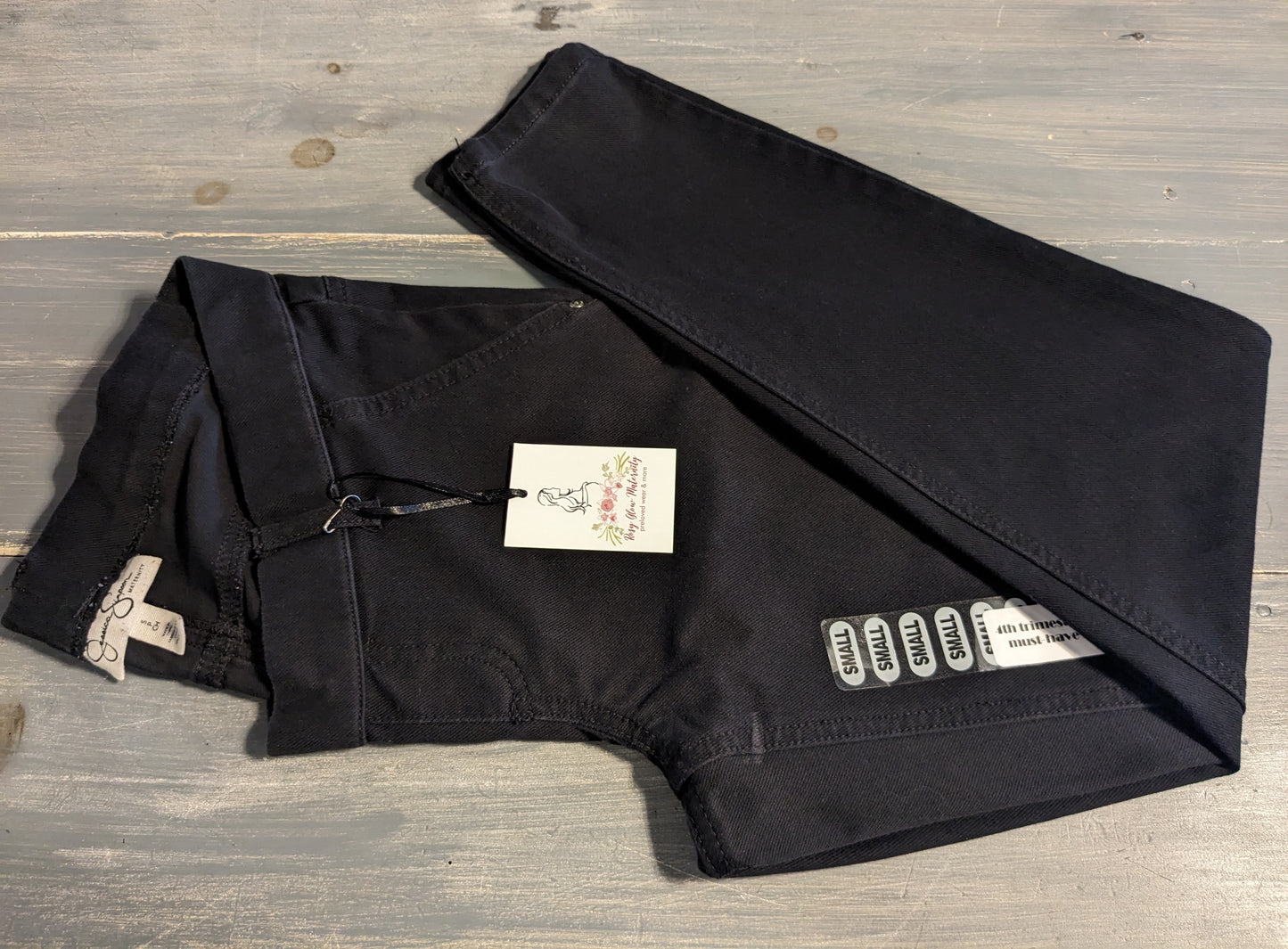 Under-belly elastic waistband 27" skinny jeans, Black