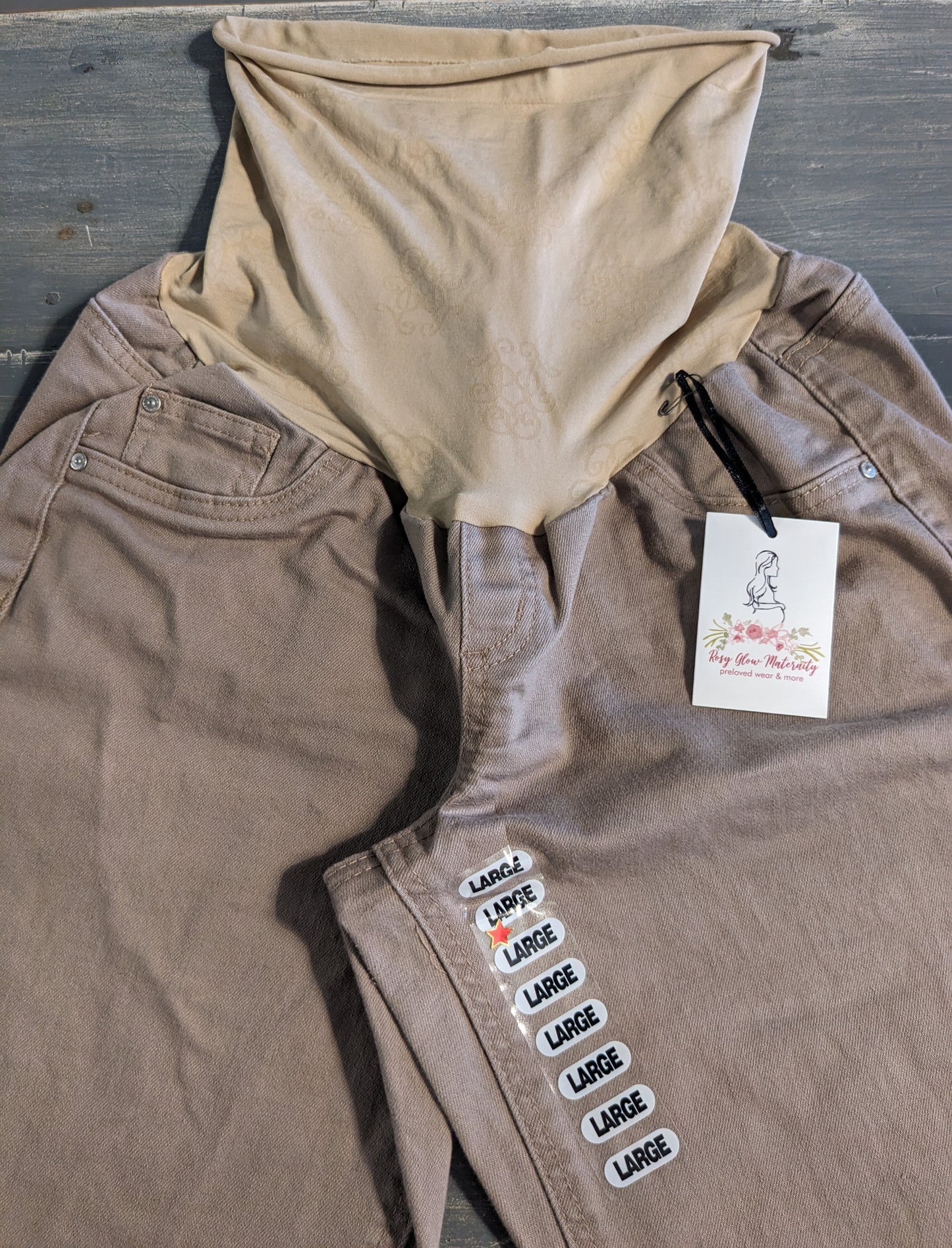 Full panel 25” raw hem skinny jeans, Dark sand