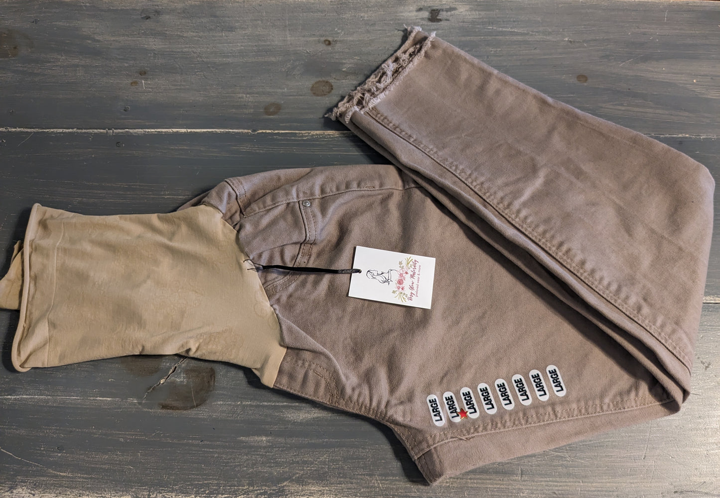 Full panel 25” raw hem skinny jeans, Dark sand