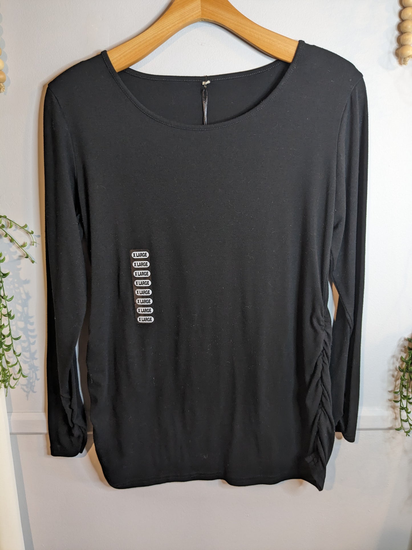 Essential fitted cinched sleeve LS top, Multi