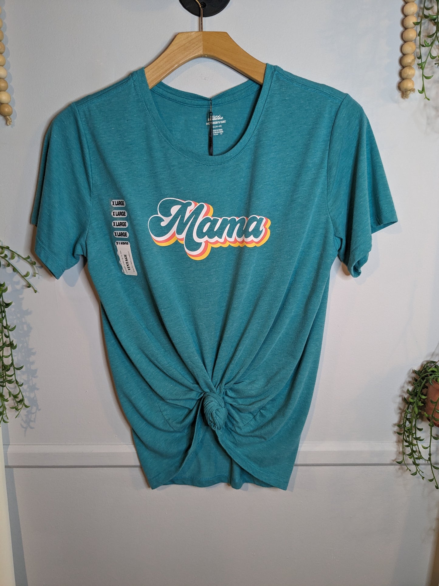 'Mama' graphic SS tee, Teal