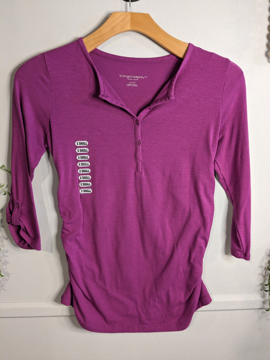 Essential Henley 3/4 tee, Purple