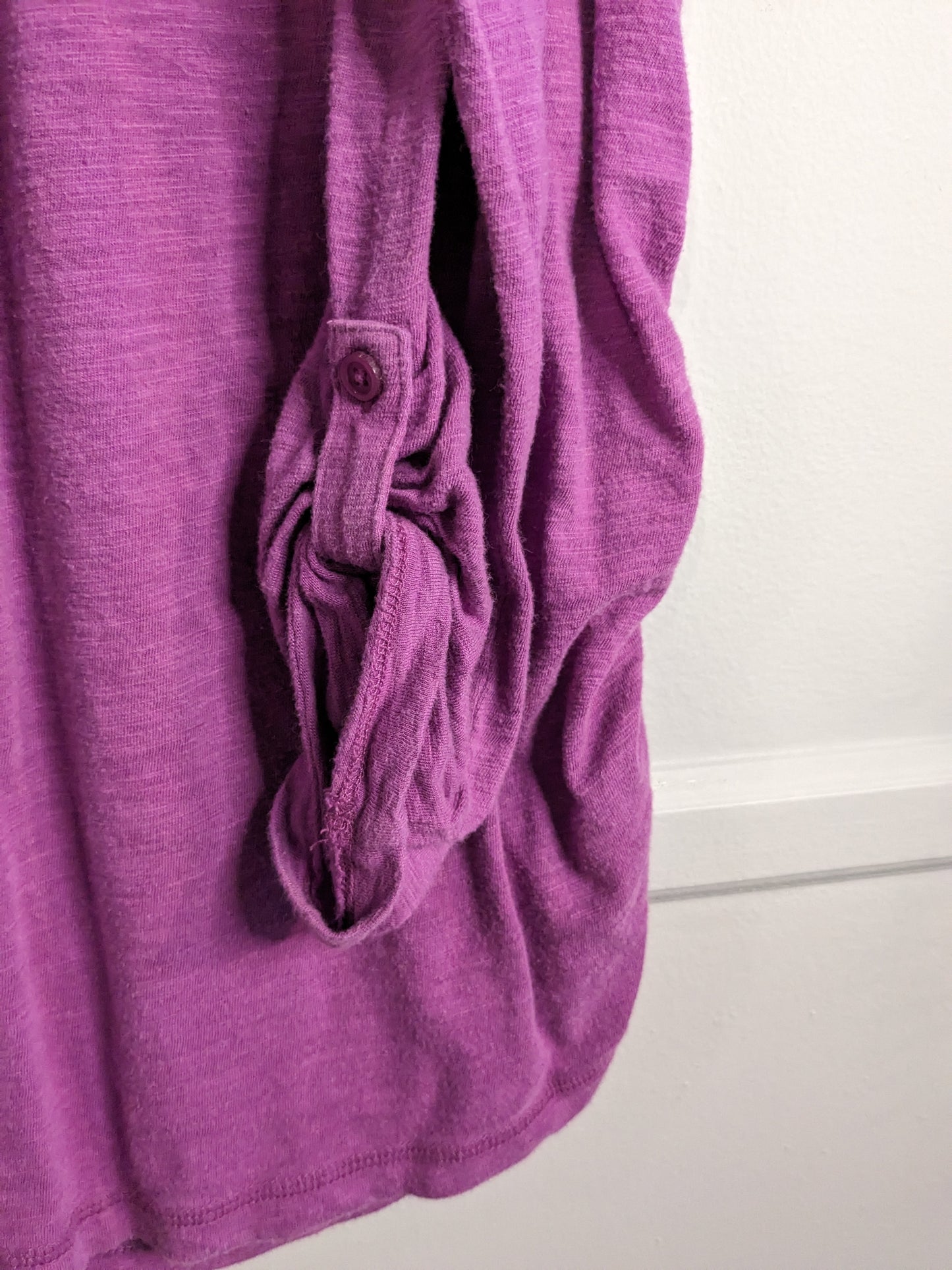Classic round neck button LS tee, Purple