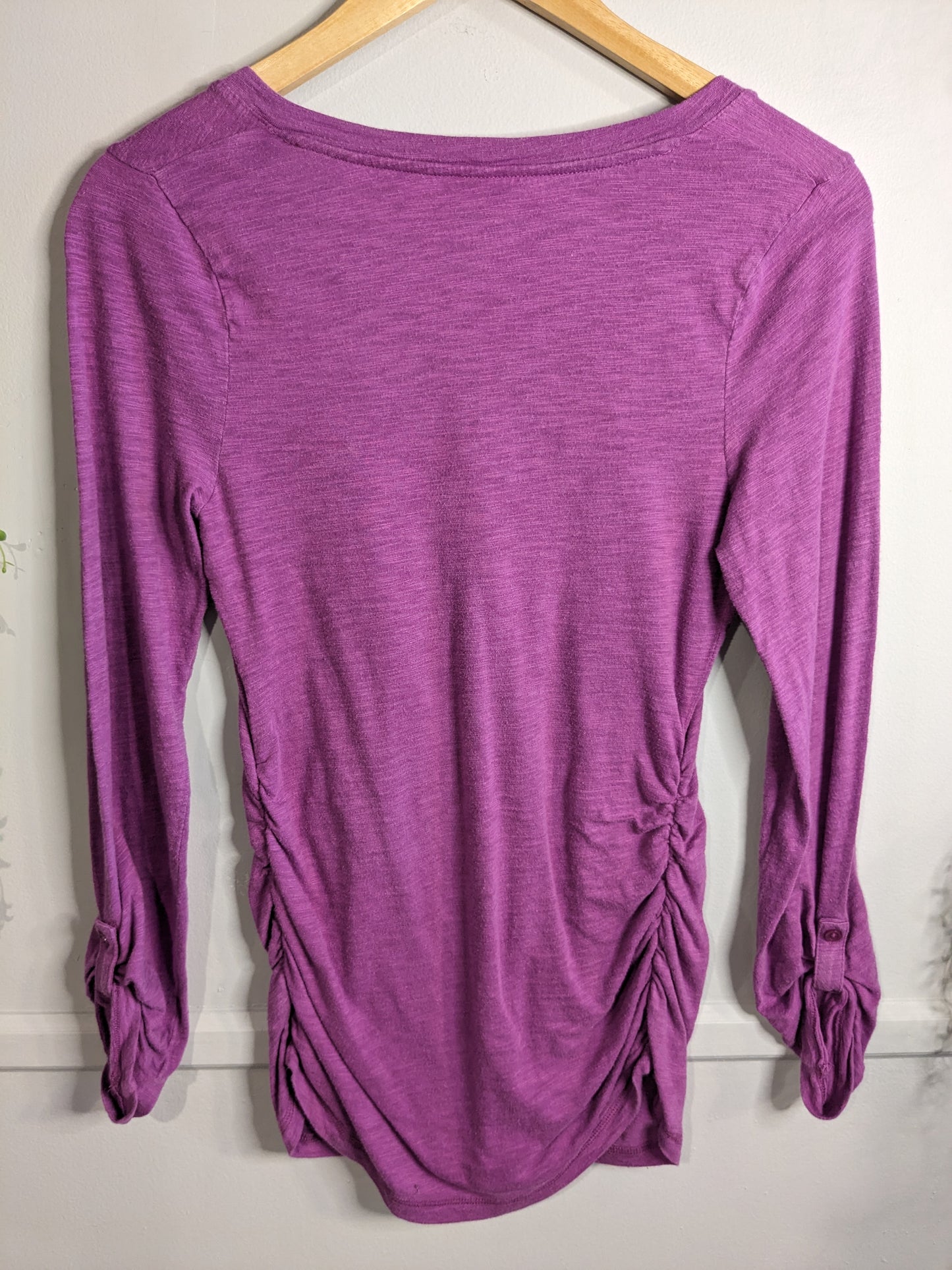 Classic round neck button LS tee, Purple