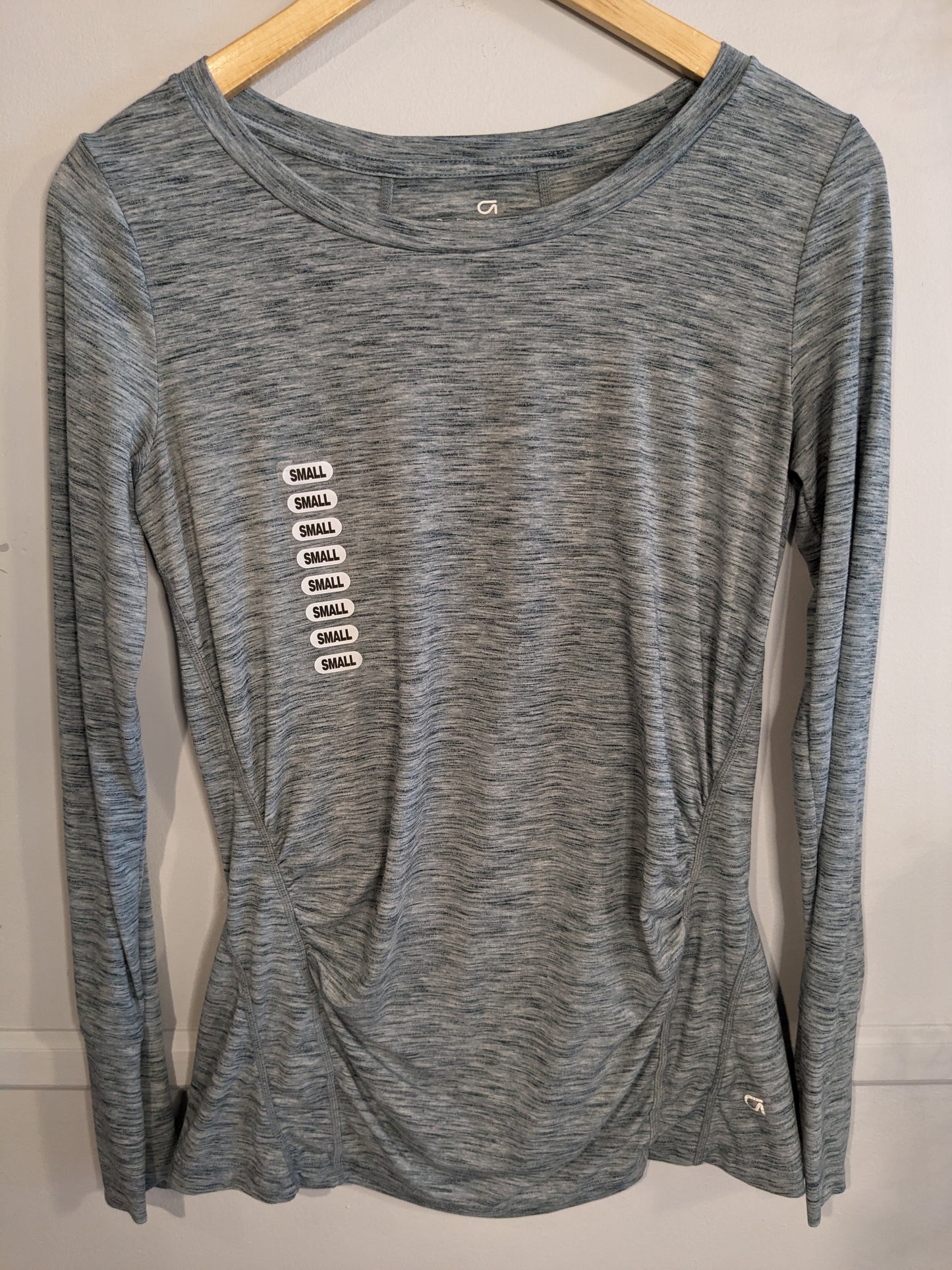 Essential fitted round neck active LS tee, Heather grey