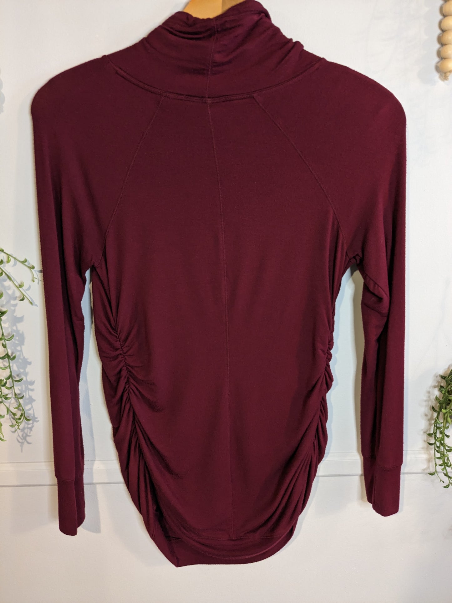 Drawstring cowl neck LS top, Multi