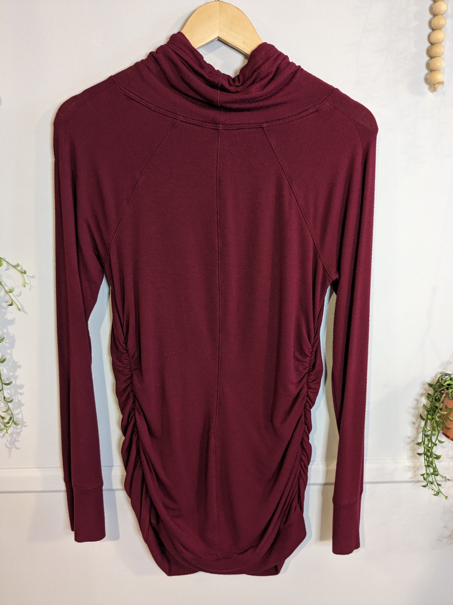 Drawstring cowl neck LS top, Multi
