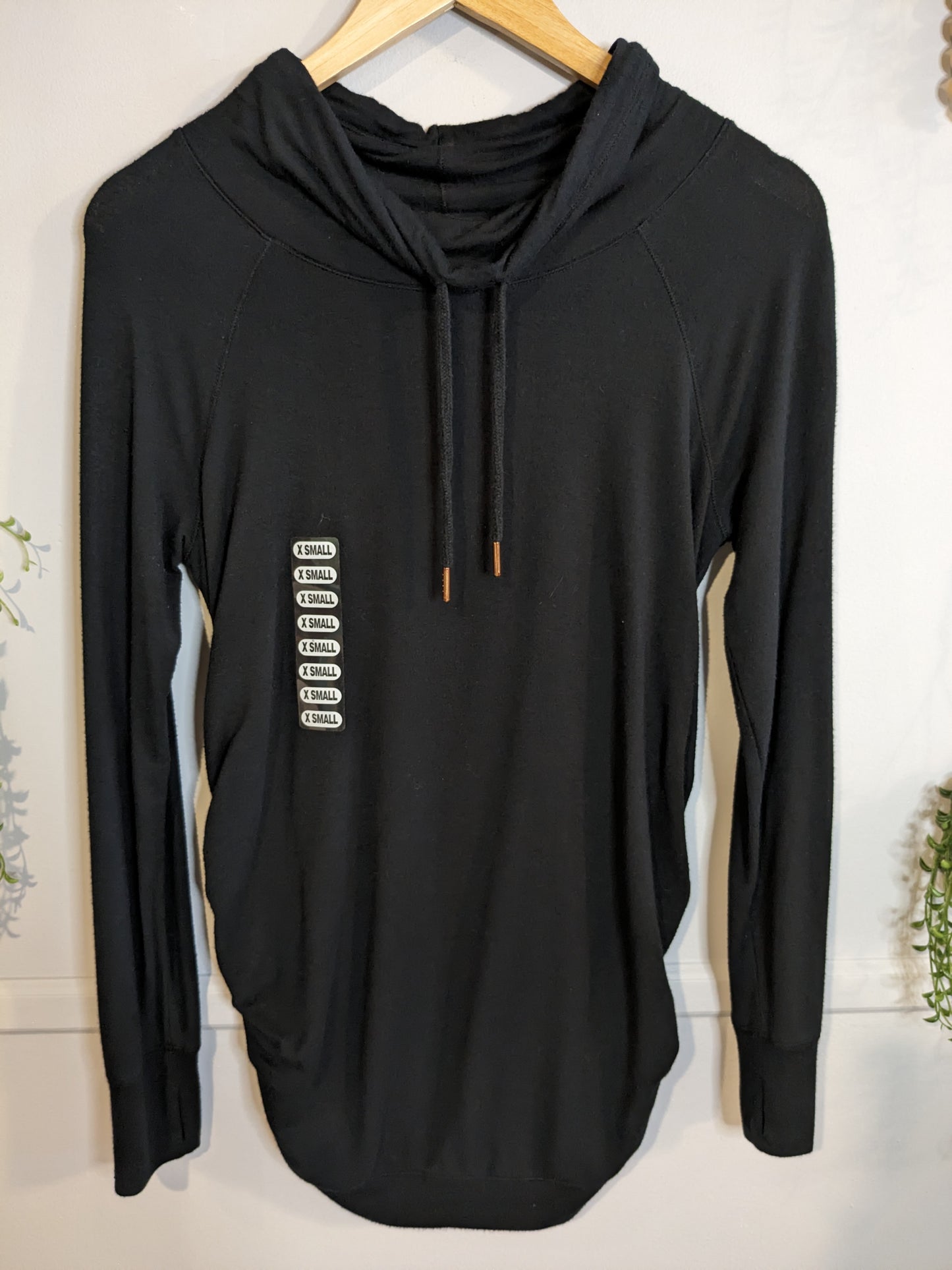 Drawstring cowl neck LS top, Multi