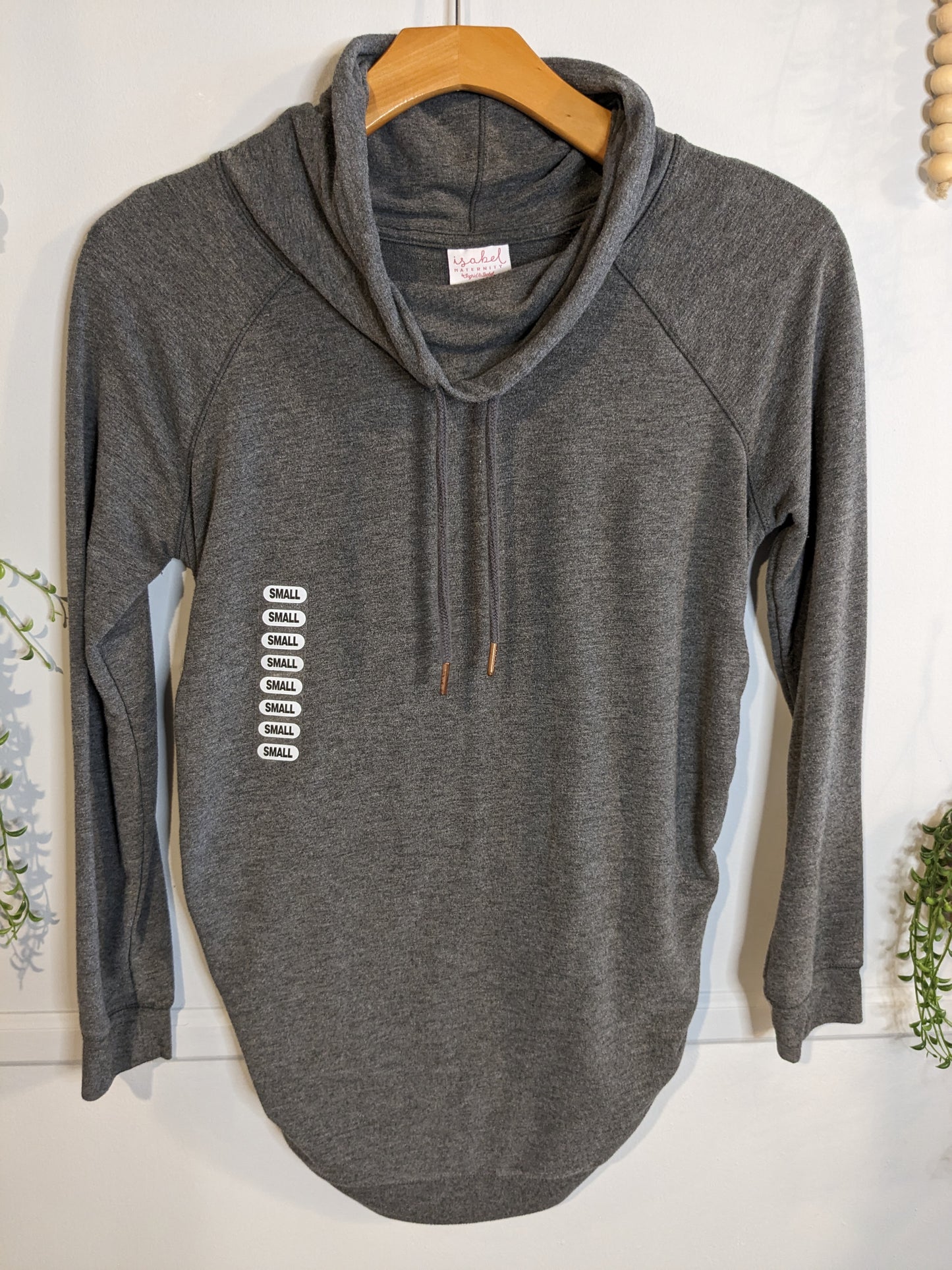 Drawstring cowl neck LS top, Multi