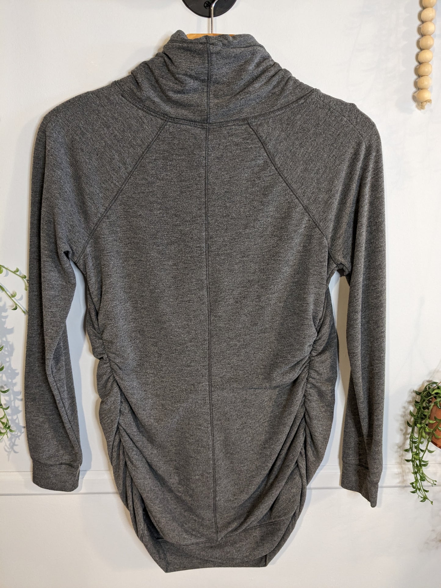 Drawstring cowl neck LS top, Multi