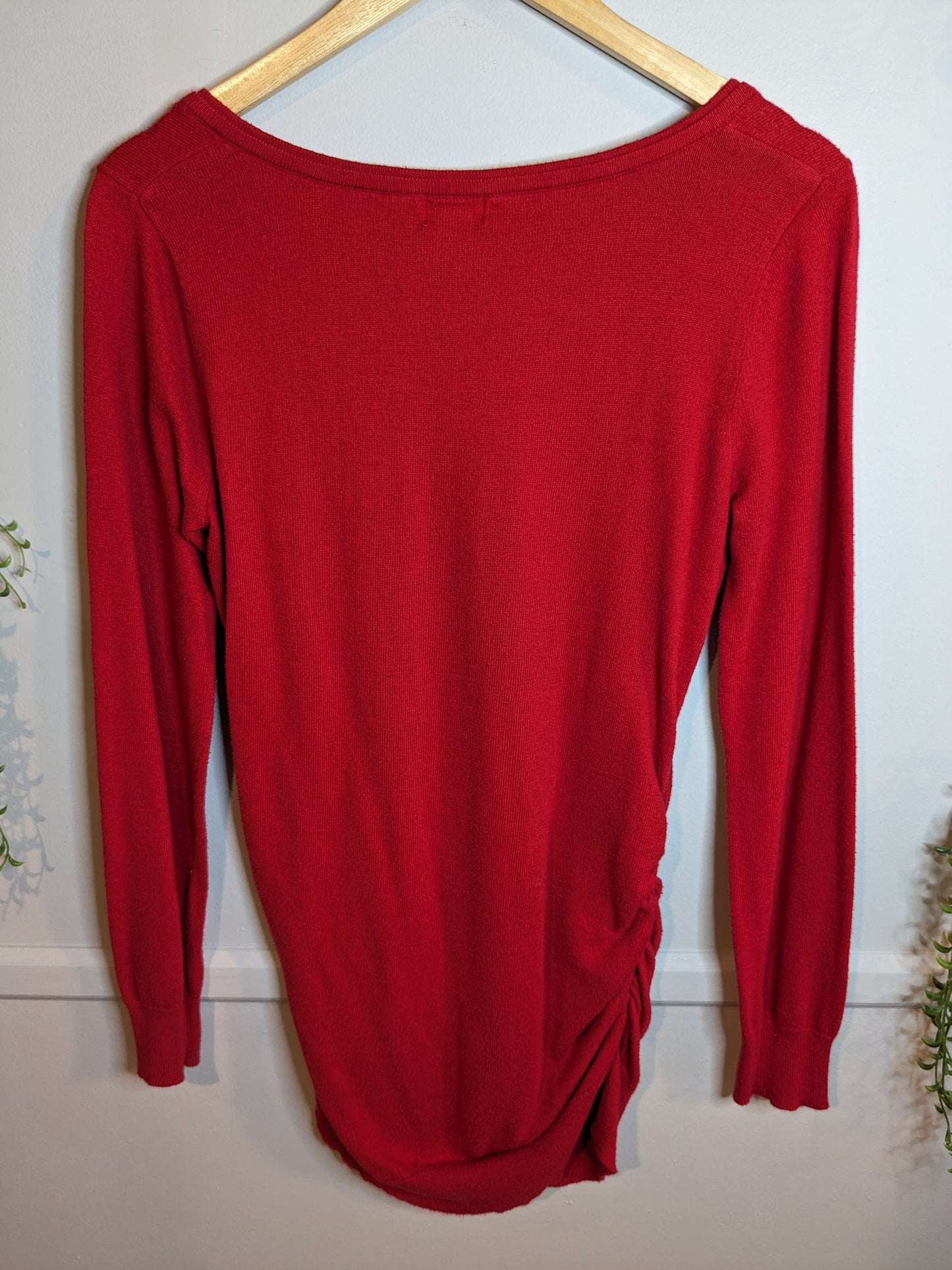 Extra-long lightweight LS sweater, Red