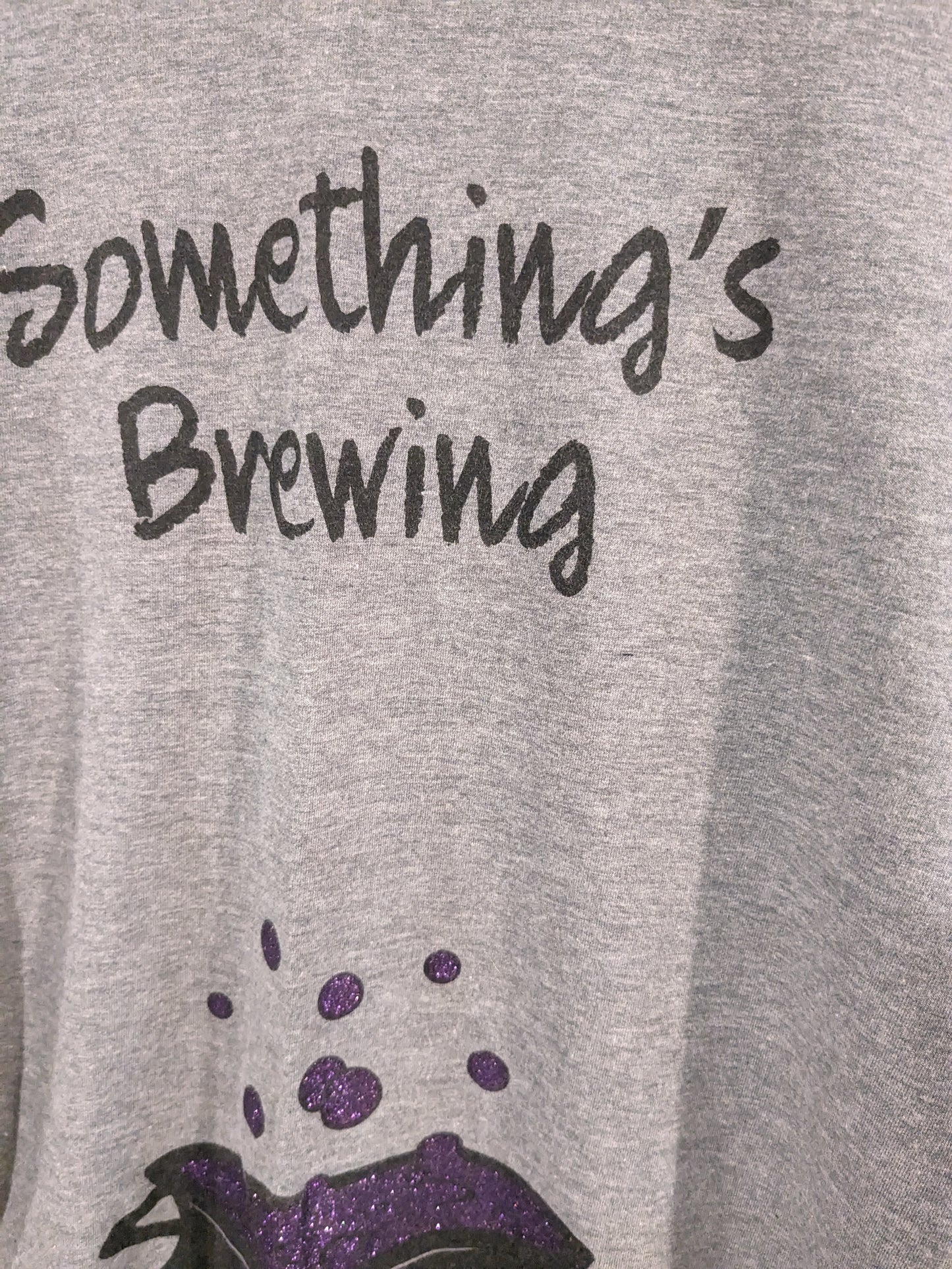 'Something's brewing' LS graphic tee w/ under-belly lounge pants, Grey