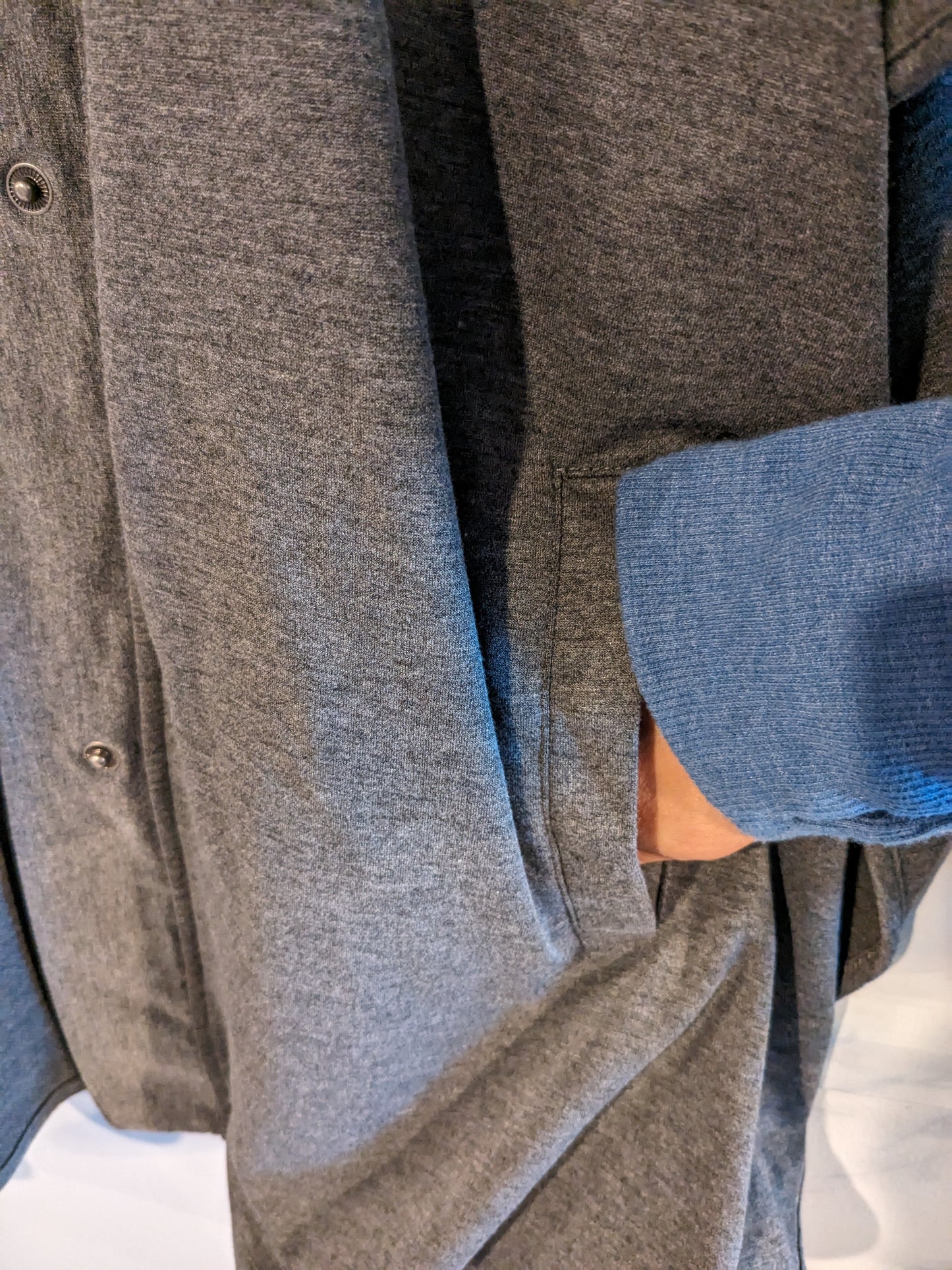 Boxy snap front SS w/ pockets top, Grey -NF