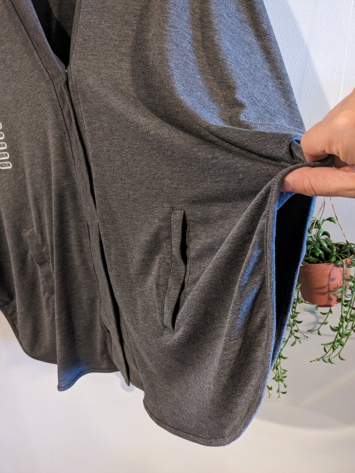 Boxy snap front SS w/ pockets top, Grey -NF