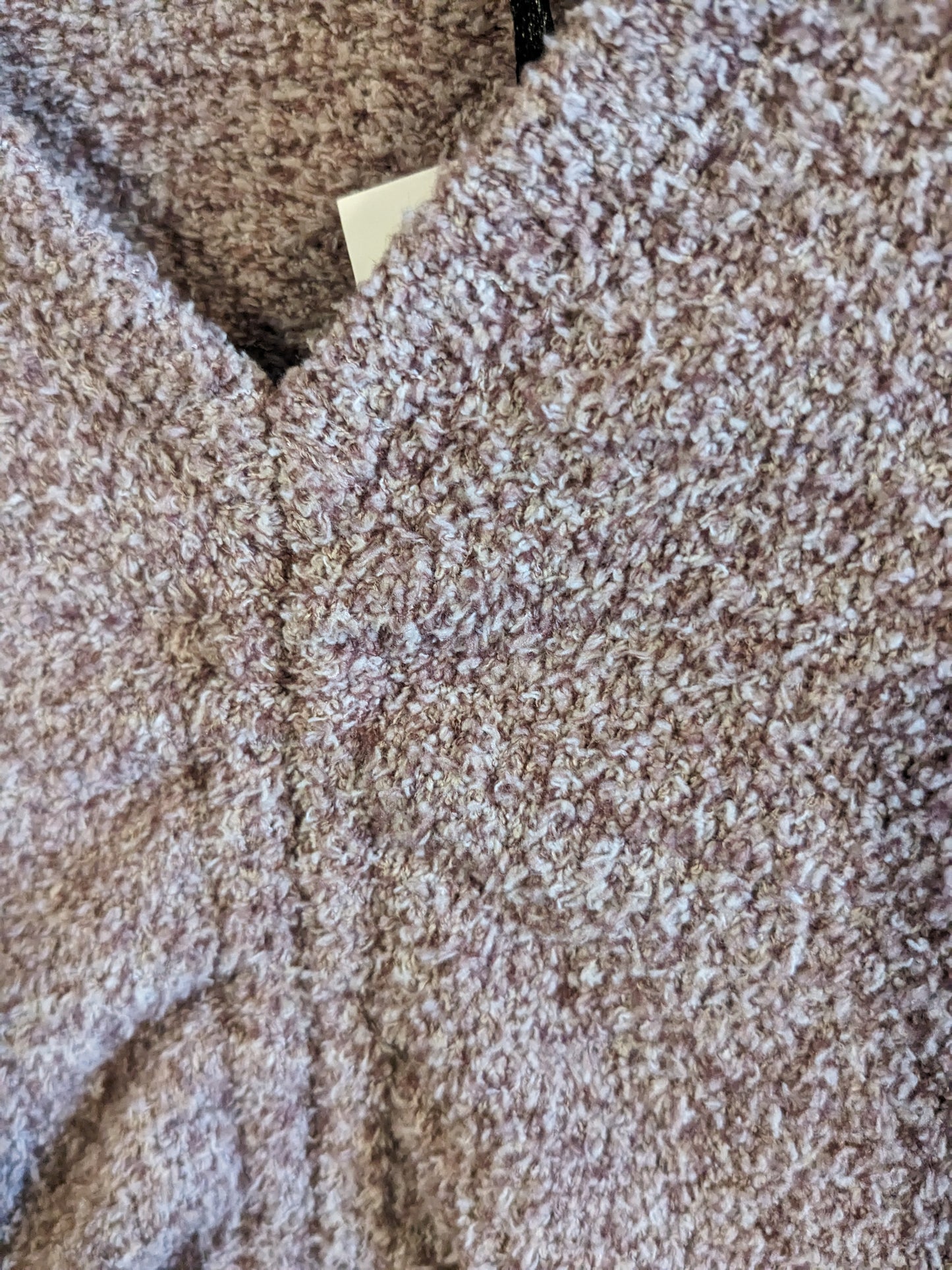 Cozy cinched front LS crop sweater, Mauve