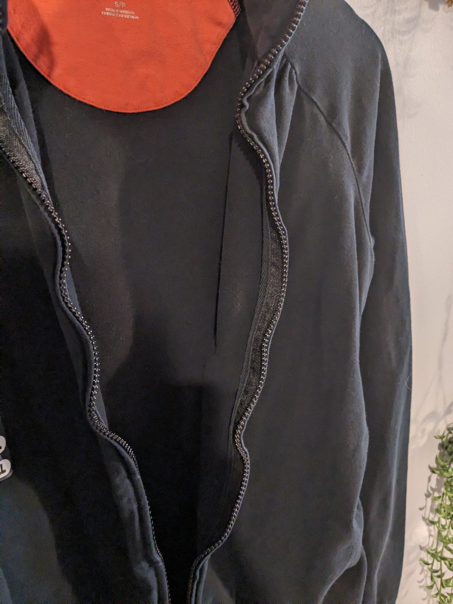 Mock neck LS front zipper, Black -NF