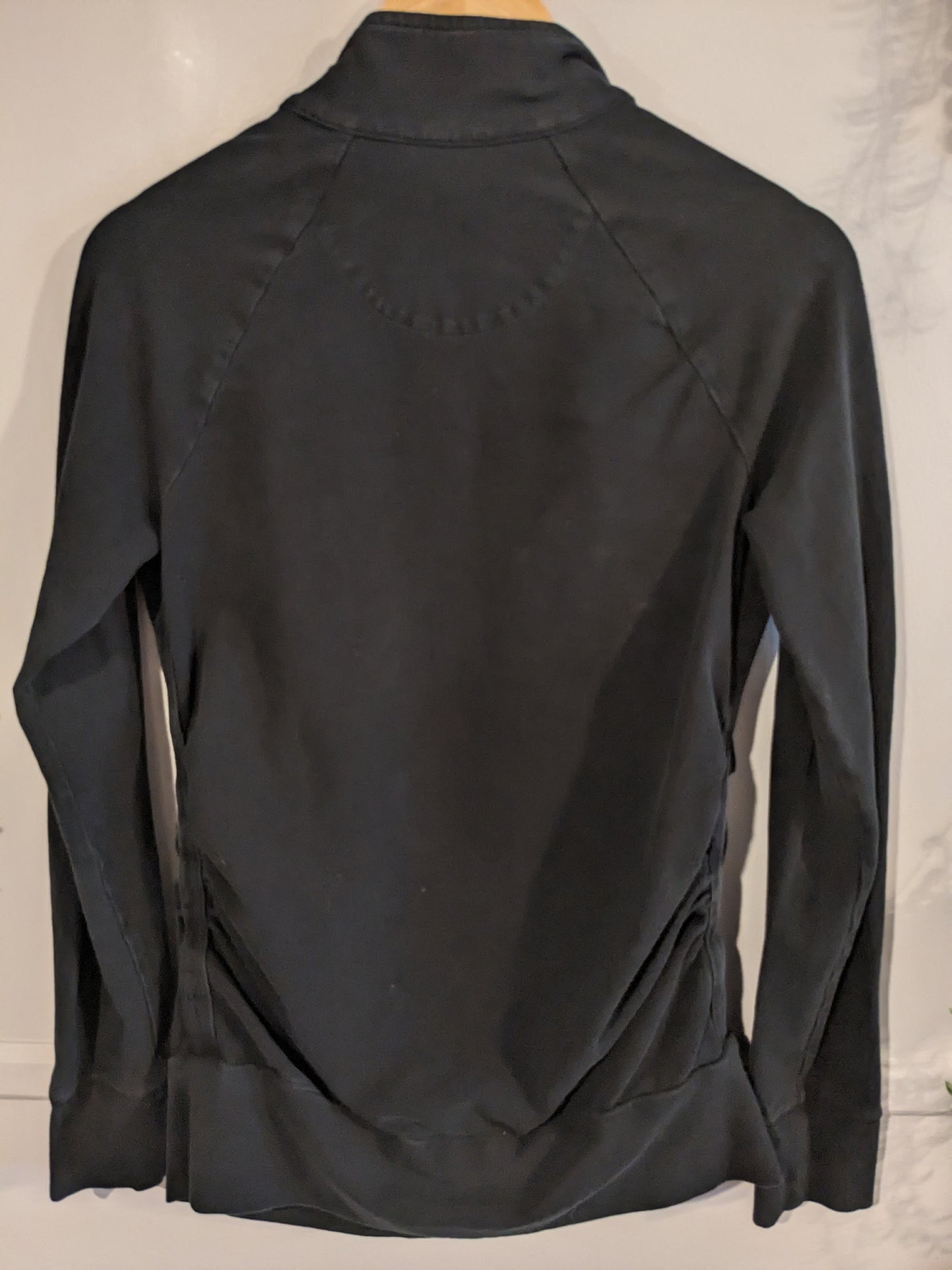 Mock neck LS front zipper, Black -NF