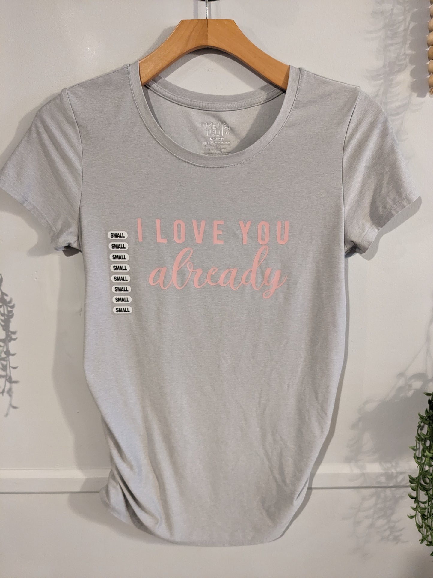 'I love you already' SS graphic tee, Grey