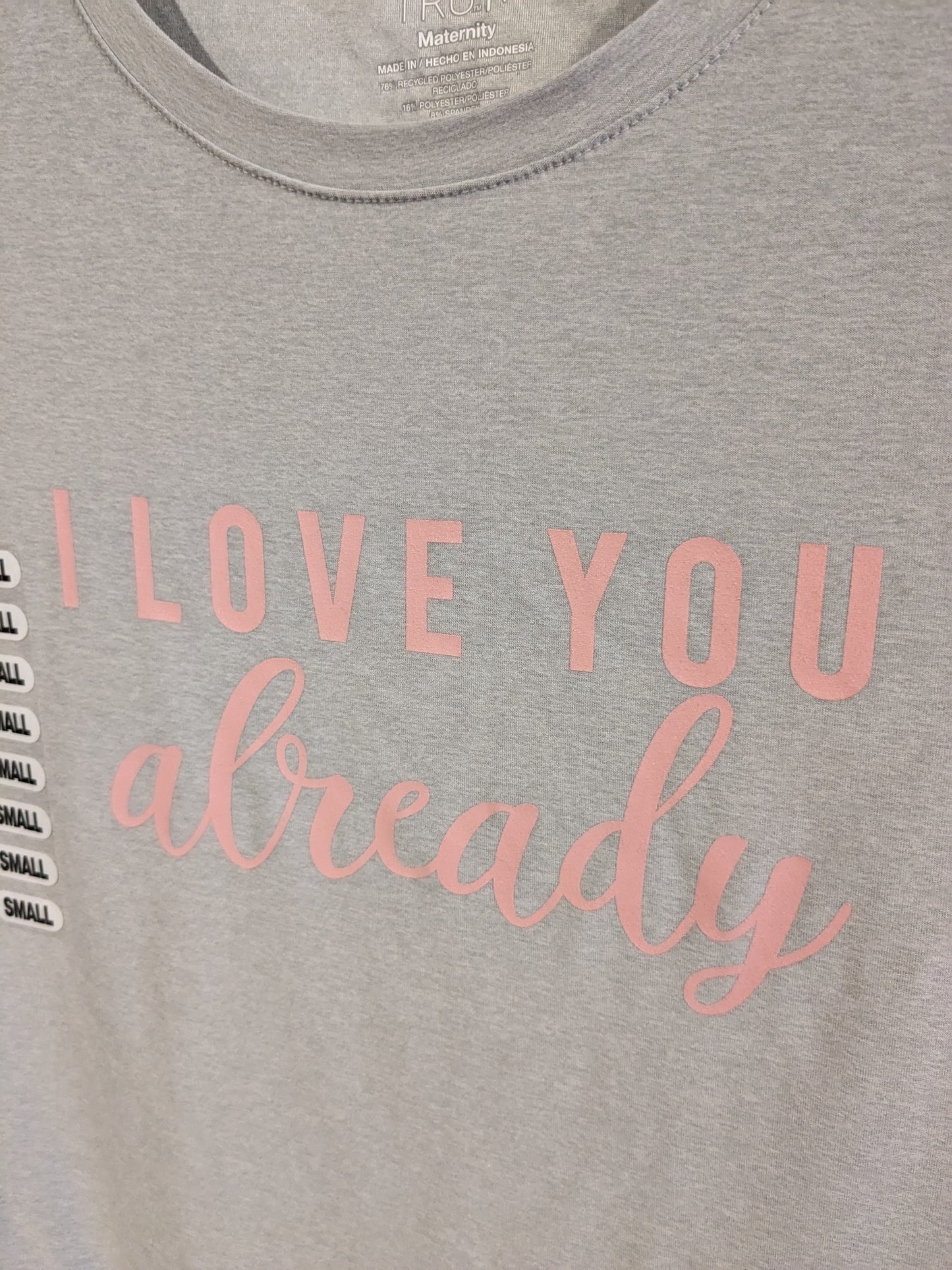 'I love you already' SS graphic tee, Grey