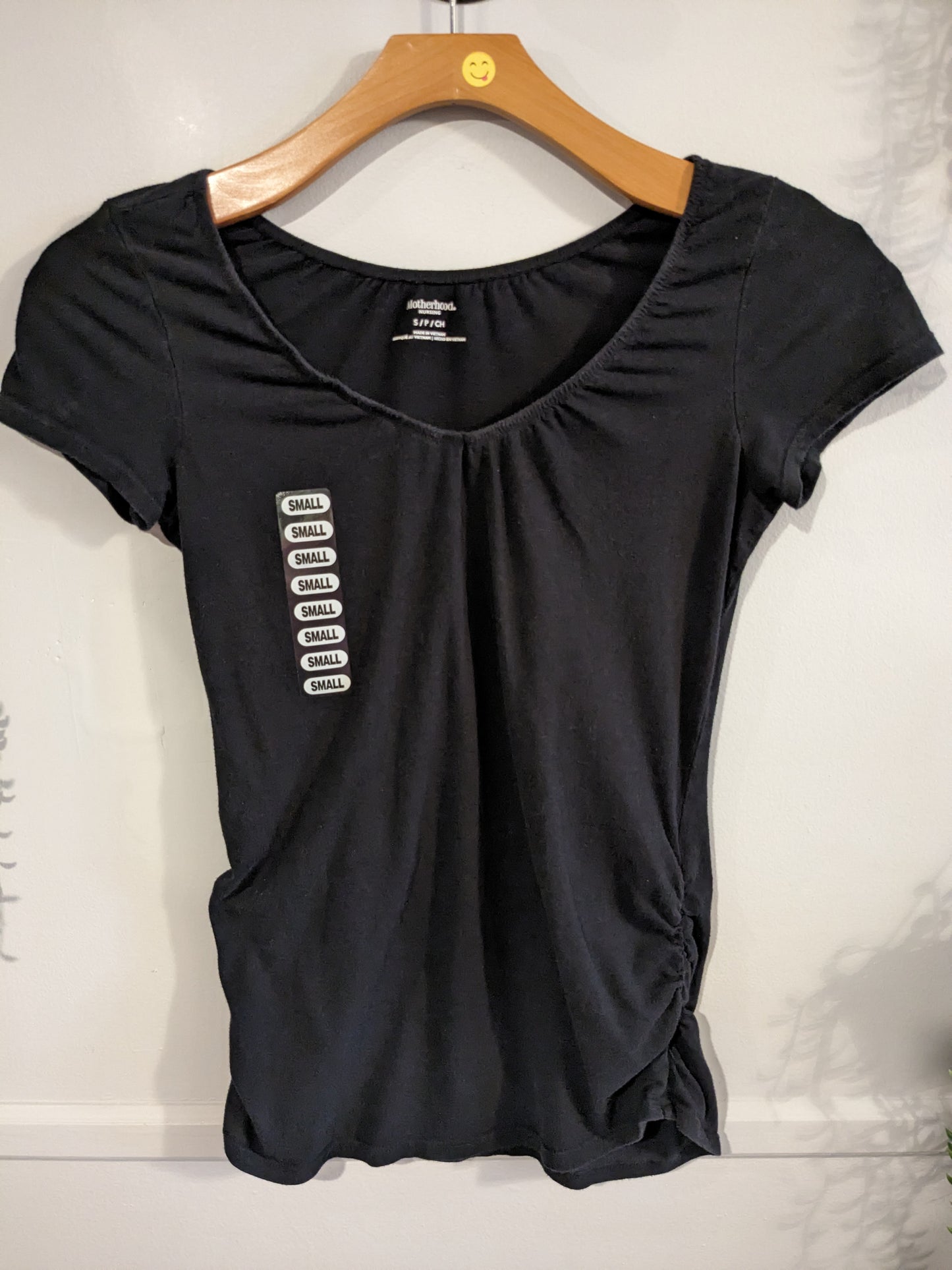 Essential elastic v-neck SS tee, Black -NF