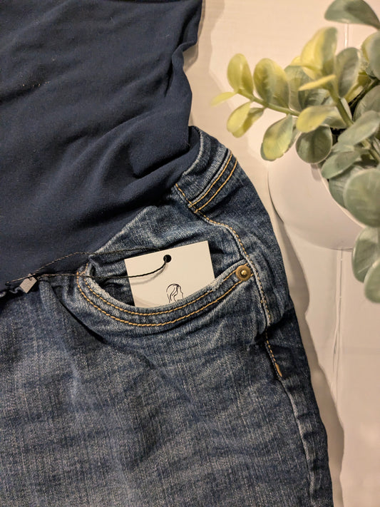 Classic full panel 6" denim shorts w/pockets, Dark wash