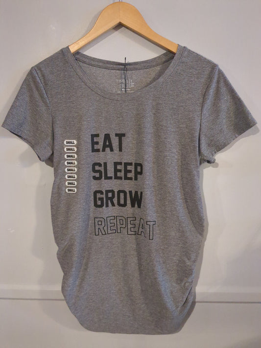 'Eat Sleep Grow Repeat' SS graphic tee, Grey