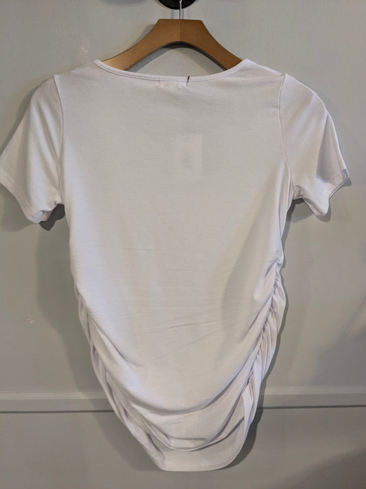 Essential fitted round neck SS tee, White