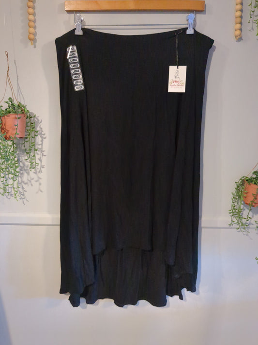 Mid panel hi-low hem midi skirt, Black