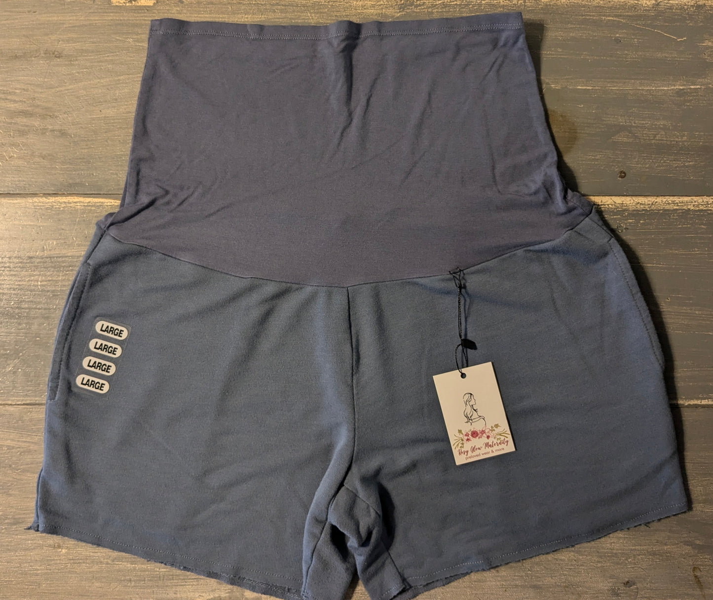 Extra cozy full panel 4.5" pocket lounge shorts, Dusty blue