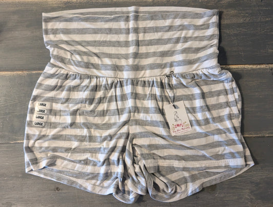 Mid panel super soft 3.5" pocket lounge shorts, White stripes