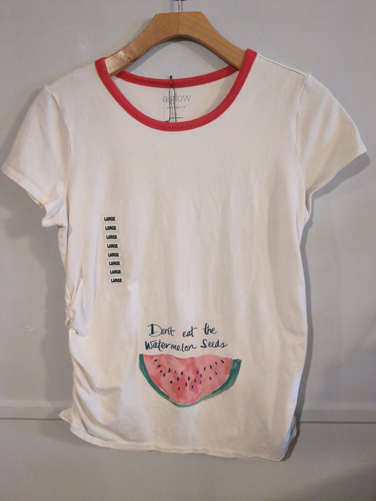 'Don't eat the watermelon seeds' SS graphic tee, White
