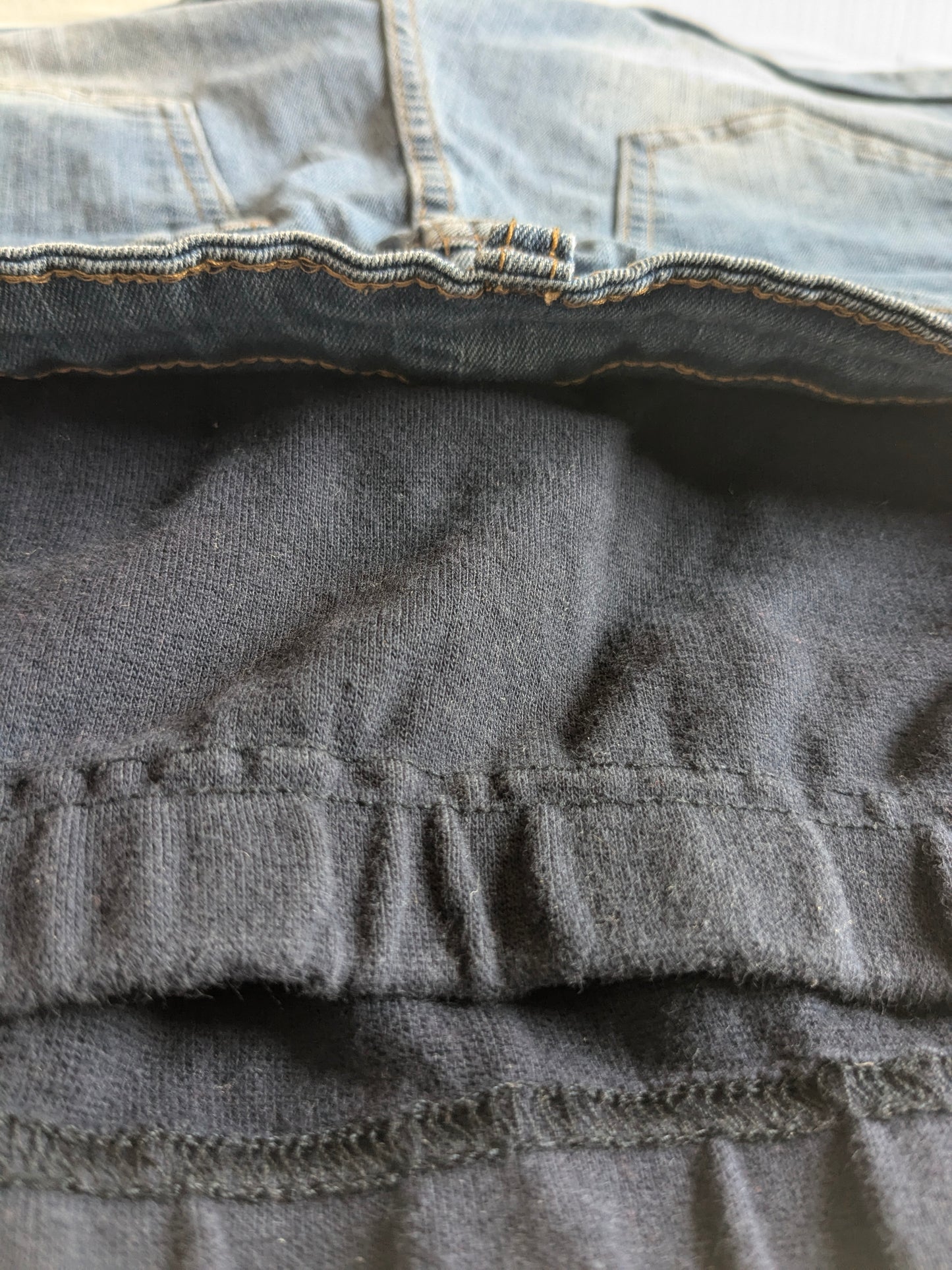 True waistband full panel cuffed 2.5" denim shorts, Medium wash