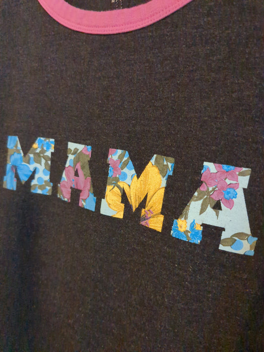 'Mama' SS floral graphic tee, Charcoal