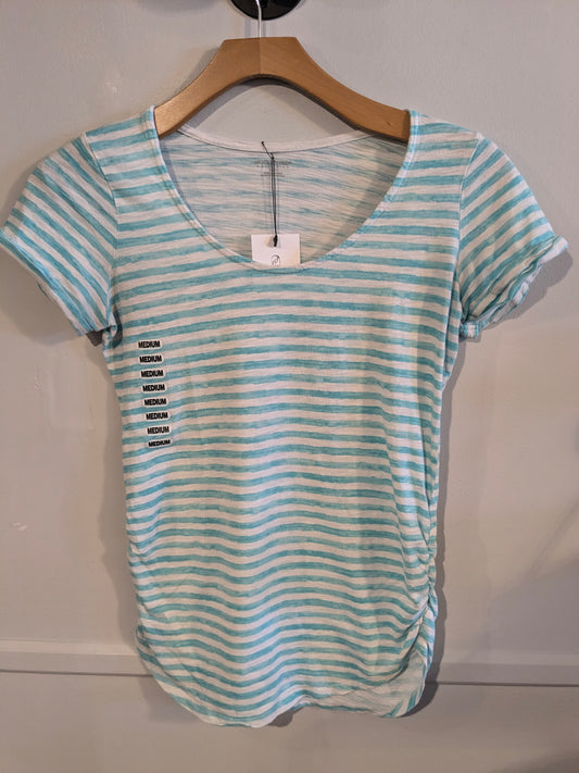 Classic scoop neck fitted cuffed SS tee, Multi