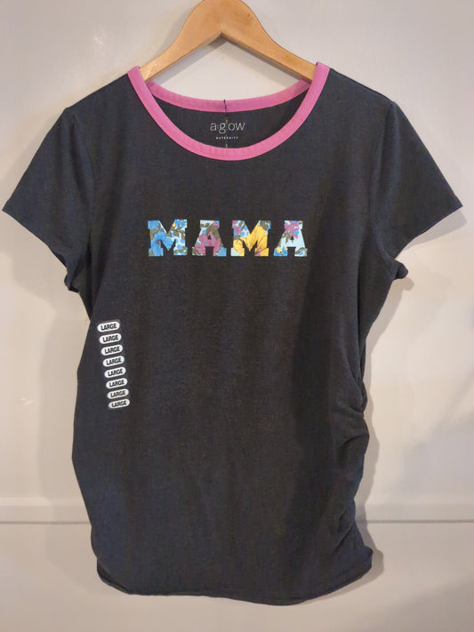 'Mama' SS floral graphic tee, Charcoal