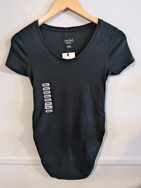 Essential fitted scoop neck SS tee, Black