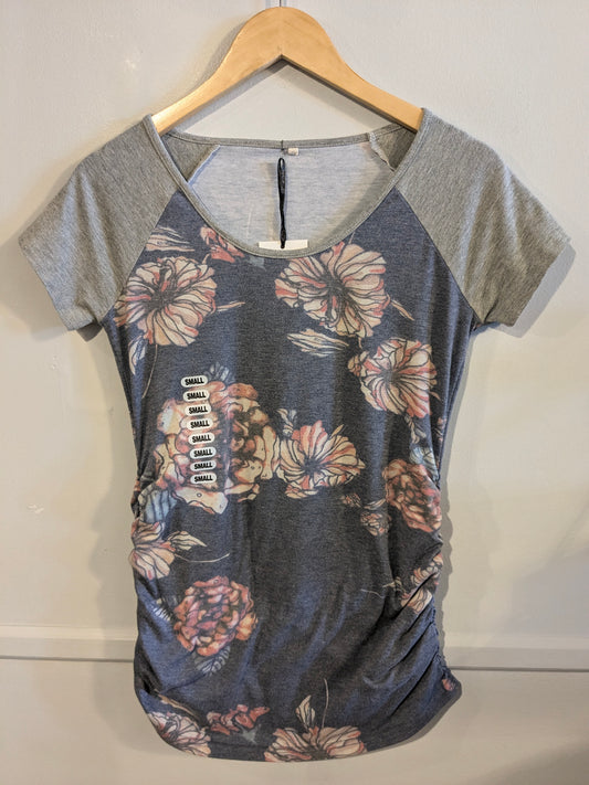 Essential fitted extra-long SS tee, Dusty blue